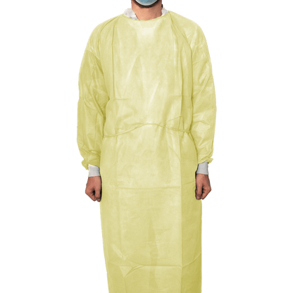 MaiMed-Coat ViruGuard, beschermjas van fleece, gele BW-manchetten, 140x140cm, 10 stuks/pak Serie: Protect | Pak (10 stuks)