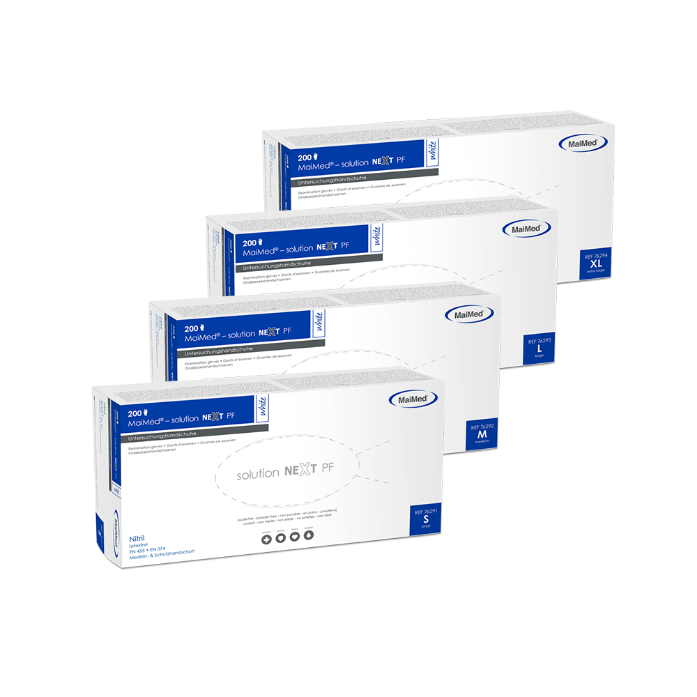 MaiMed-solution next witte nitrilhandschoenen, niet-steriel, latexvrij, 200 stuks/doos