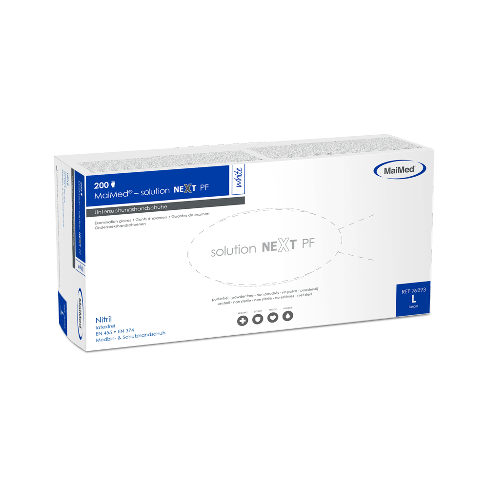 MaiMed-solution next witte nitrilhandschoenen, niet-steriel, latexvrij, 200 stuks/doos