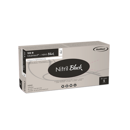 MaiMed-Nitril Zwart zwarte, niet-steriele poedervrije, latexvrije handschoenen 100 stuks/doos