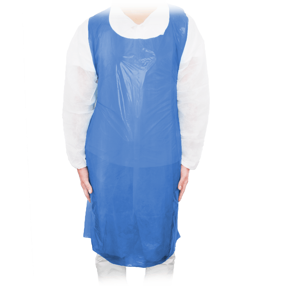 MaiMed-Schort Light PE, schort van PE 75x120cm blauw, 100 stuks/pak, geblokt, glad oppervlak | Pak (100 stuks)