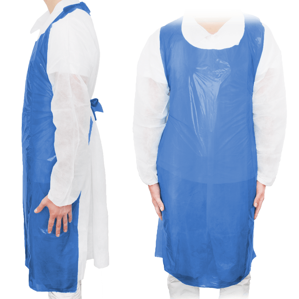 MaiMed-Schort Light PE, schort van PE 75x120cm blauw, 100 stuks/pak, geblokt, glad oppervlak | Pak (100 stuks)