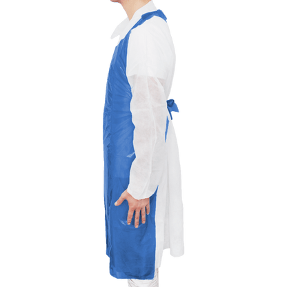 MaiMed-Schort Light PE, schort van PE 75x120cm blauw, 100 stuks/pak, geblokt, glad oppervlak | Pak (100 stuks)