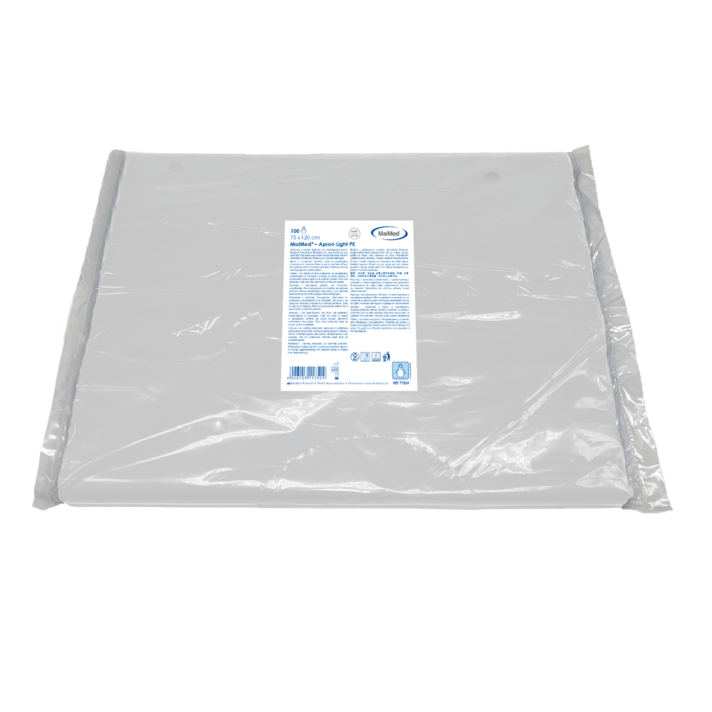 MaiMed-Schort Light PE, schort van PE 75x120cm wit, 100 stuks/pak, geblokt, glad oppervlak | Pak (100 stuks)