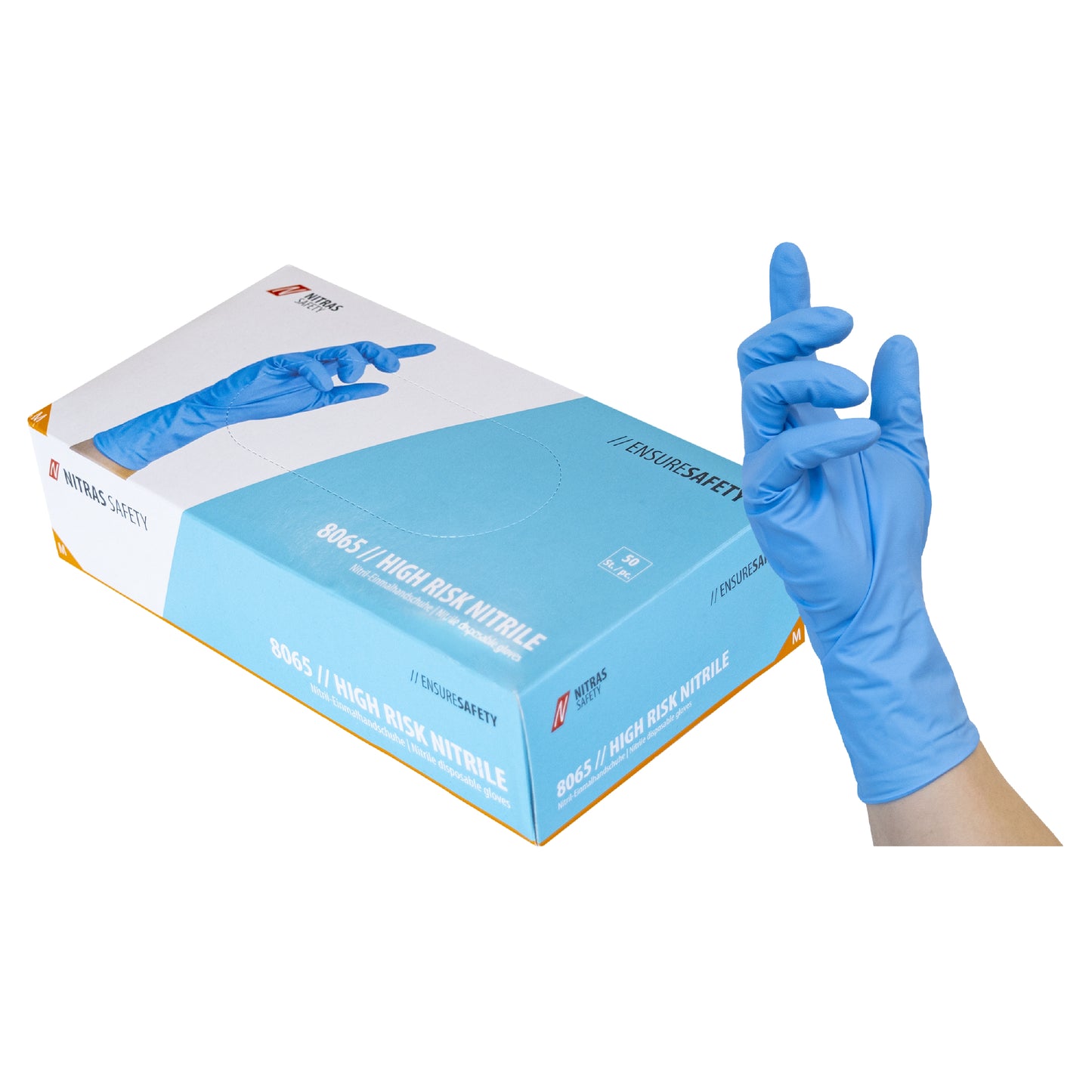 NITRAS HIGH RISK NITRILE, nitril wegwerphandschoenen, blauw