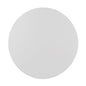 Ein schlichter, weißer Kreis mit glatter Kante auf weißem Hintergrund, ähnlich den PAPSTAR 100 Tortenunterlagen (runde, weiße Tortenplatten aus Pappe mit glatter Kante) der PAPSTAR GmbH.