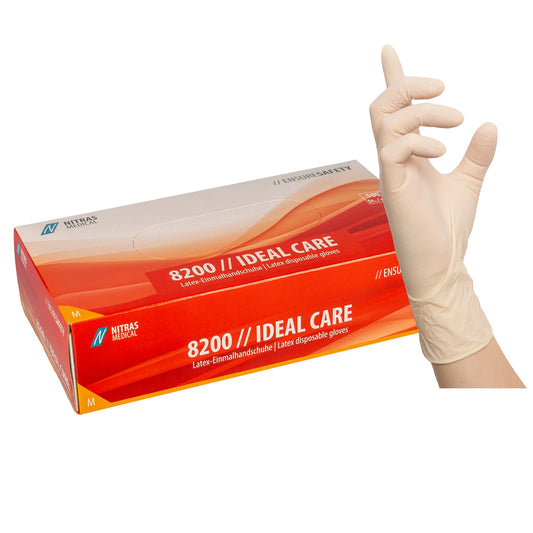 NITRAS IDEAL CARE, latex wegwerphandschoenen, natuurlijke kleur