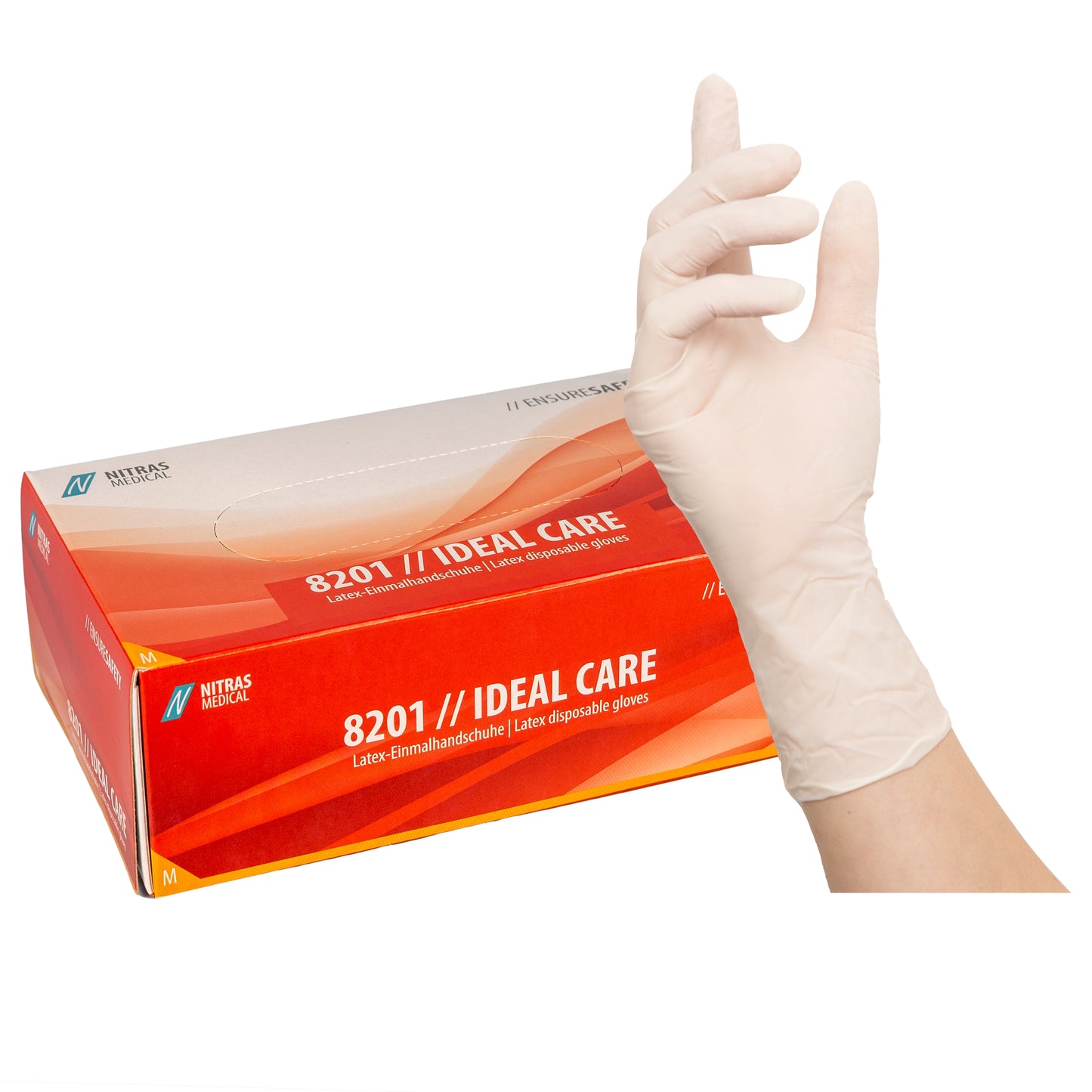 NITRAS IDEAL CARE, latex wegwerphandschoenen, wit