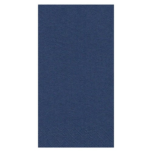 De PAPSTAR 250 servetten, 3-laags, 1/8-vouw van PAPSTAR GmbH is een effen, marineblauw, rechthoekig servet met een subtiele structuur aan de rand, met afmetingen van 33 x 33 cm – ideaal voor de horeca dankzij zijn stijlvolle uitstraling en duurzaamheid. Gepresenteerd tegen een witte achtergrond.