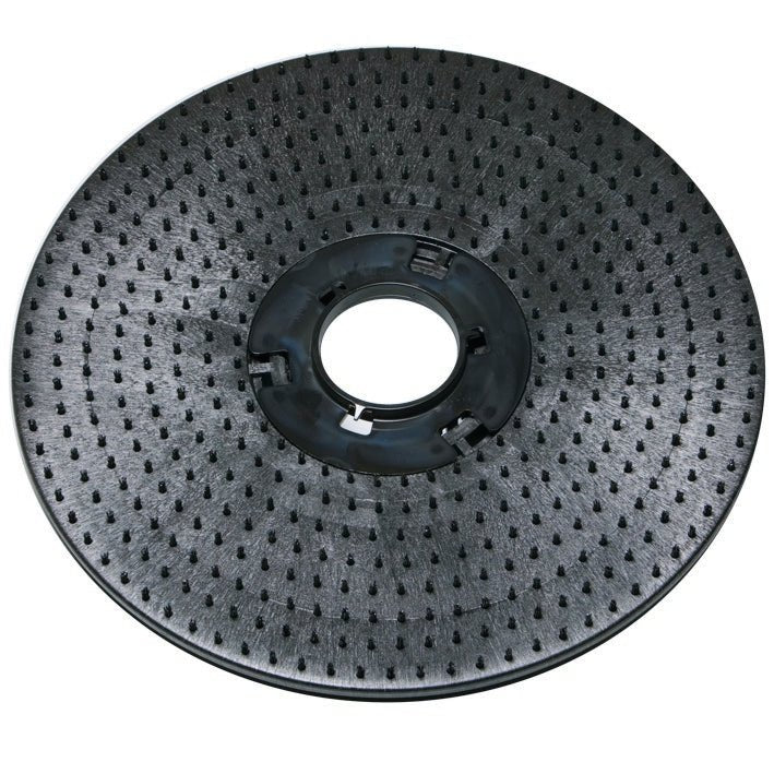 De Diversey pad houder (Ø 43 cm) is een ronde, zwarte pad houder met borstels en een middelgat, ontworpen voor gebruik met reinigings- en polijstpads op ergodisc 165, 200, HD en duo machines; Verpakking: 1 stuk.