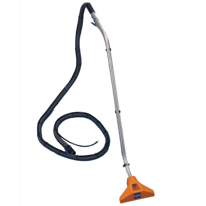 De accessoireset aquamat 10.1 van Diversey Deutschland GmbH & Co. OHG bevat een 3,5 m lange sproeislang, een 3-delige chromen buis en een stijve spuitmond - ideaal voor de professionele reiniging van tapijten en bekleding. De verpakking bevat een set voor optimale prestaties.