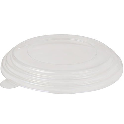 De Starpak 45 deksel voor slakommen, PS "To Go" Ø 15 cm, is een transparante, ronde deksel met verhoogde rand en platte midden – ideaal om mee te nemen. Hier afgebeeld van transparant polystyreen (PS), verpakking met 45 stuks.