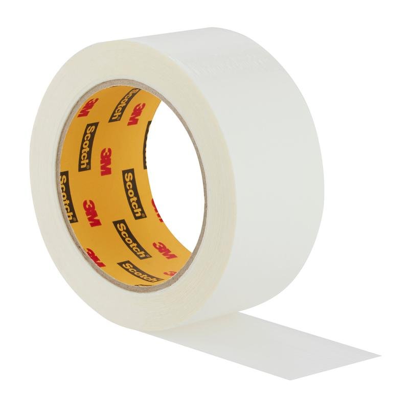 Scotch® Universal Tape 2904 van 3M Deutschland GmbH, een witte tape-rol (25 m x 48 mm) met zichtbaar binnenkern-branding en een licht afgerolde bandlengte.