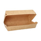 De PAPSTAR baguetteboxen "pure" van ongebleekt kraftpapier zijn bruin, rechthoekig (7,5x10,7x22 cm) en tonen open hun lege binnenkant. De dozen van PAPSTAR GmbH komen in een verpakking van 25 stuks - 100% Fair | Folie.
