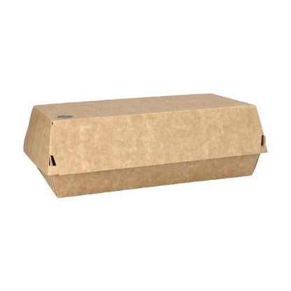 De PAPSTAR baguetteboxen "pure" van bruin, milieuvriendelijk karton (7,5x10,7x22 cm, 25 stuks) met klepdeksel van PAPSTAR GmbH zijn ideaal voor duurzaam genieten en perfect voor het bewaren van baguettes.