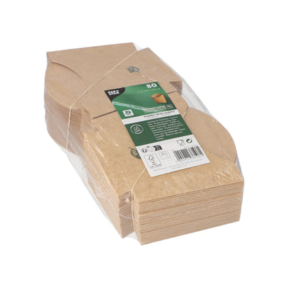 PAPSTAR frietzak (80 stuks), bruin, 11x11,5 cm, van 100% eerlijk karton van PAPSTAR GmbH, verpakt in transparante folie. Inclusief groen-wit etiket met productinformatie - ideaal voor fastfoodrestaurants.
