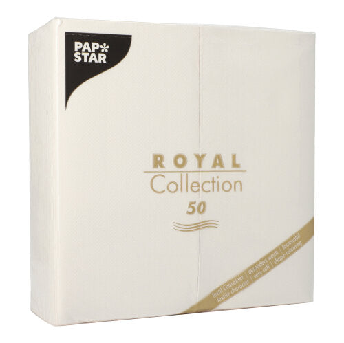 Die ROYAL Collection der PAPSTAR GmbH umfasst 50 weiße Papierservietten (40x40 cm, 1/8-Falz), die sich mit ihrem schlichten, eleganten Design ideal für eine stilvoll gedeckte Tafel eignen.
