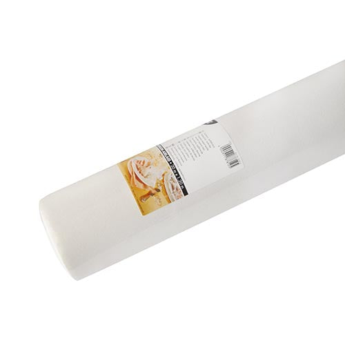 Eine Rolle weiße PAPSTAR Tischdecke Airlaid, extra dick und stoffähnlich, ideal für elegante Desserttische - perfekt zur Kombination mit Tortendekorationsfondant für koordinierte Backprojekte.
