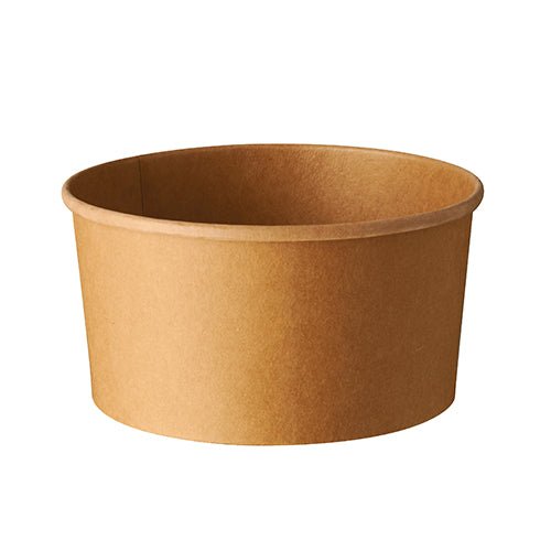 De PAPSTAR 50 saladekommen van bruin karton met PLA-coating, rond en zonder deksel, zijn milieuvriendelijk en ideaal voor het duurzaam verpakken van voedsel. Merk: PAPSTAR GmbH.