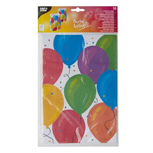 Een 10-pack PAPSTAR partytasjes van PAPSTAR GmbH, van papier en versierd met kleurrijke ballonnen en confetti - met de tekst 'Partyfeeling!' bovenaan - ideaal voor elk feest.