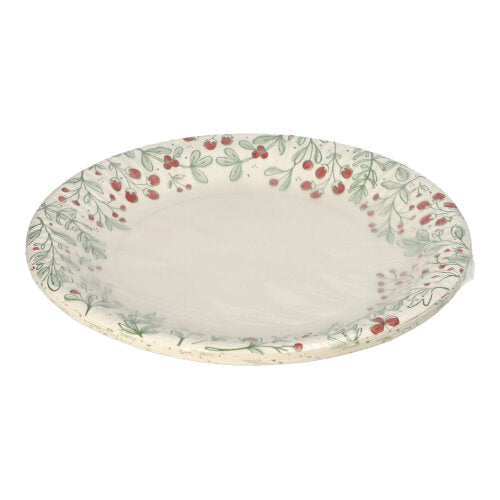 Een rond kartonnen bord, PAPSTAR 10 borden van de PAPSTAR GmbH, Ø 23 cm, is leeg afgebeeld tegen een witte achtergrond. In tegenstelling tot keramische borden met decoratieve patronen is dit wegwerpbord ideaal voor feestjes en evenementen.