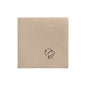 De PAPSTAR servetten 1/4-vouw, 20x20 cm natuur van gerecycled papier (100 stuks) van PAPSTAR GmbH is een bruine, gerecyclede servet met een zwarte "100% Gerecycled"-stempel en recycling-symbool op een witte achtergrond.