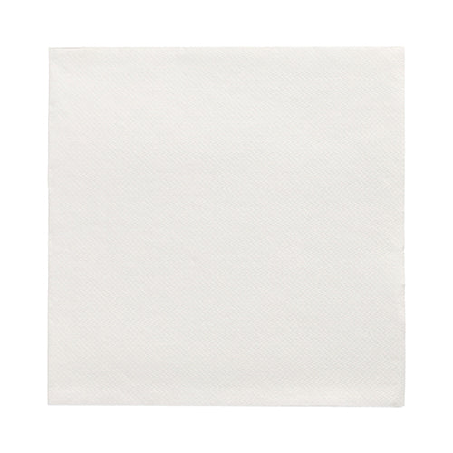 Een PAPSTAR 20 servetten „DAILY Collection“ 1/4-vouw (32x32 cm) van de PAPSTAR GmbH is plat afgebeeld op een witte ondergrond. De witte, vierkante servet valt op door zijn subtiele structuur – ideaal voor een stijlvolle tafeldecoratie.