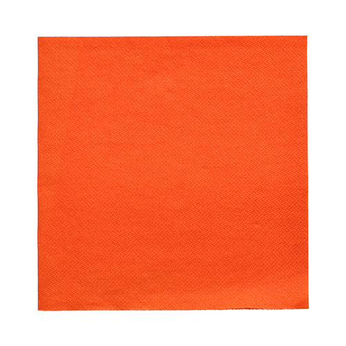 Op een witte ondergrond is een eenvoudige oranje PAPSTAR 20 servetten „DAILY Collection“ servet (1/4-vouw, 32x32 cm) van de PAPSTAR GmbH afgebeeld, waarvan het oppervlak glad en zonder markeringen is.