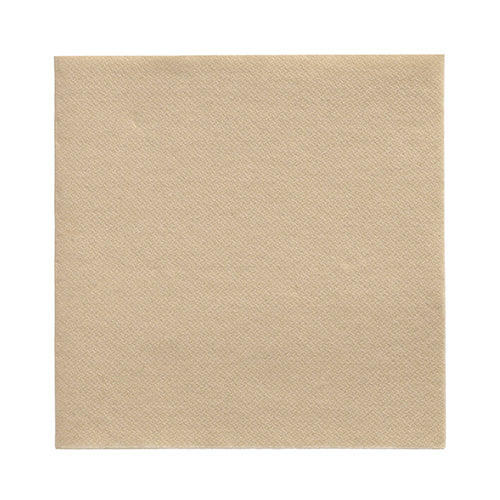 Een enkele beige PAPSTAR 20 servetten "DAILY Collection" servet (32x32 cm, 1/4-vouw) van de PAPSTAR GmbH is afgebeeld op een witte achtergrond, ideaal voor elegante servetten of eenvoudige tafeldecoratie.