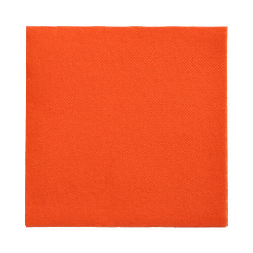 Een enkele oranje PAPSTAR 150 servetten "DAILY Collection" 1/4-vouw (32 x 32 cm) van PAPSTAR GmbH ligt plat op een witte ondergrond.