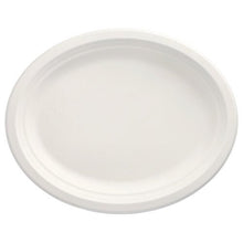 De PAPSTAR 12 borden van suikerriet 'pure', ovaal van PAPSTAR GmbH zijn een duurzame keuze voor elke gelegenheid - praktisch wegwerpservies, gefotografeerd op een witte achtergrond.