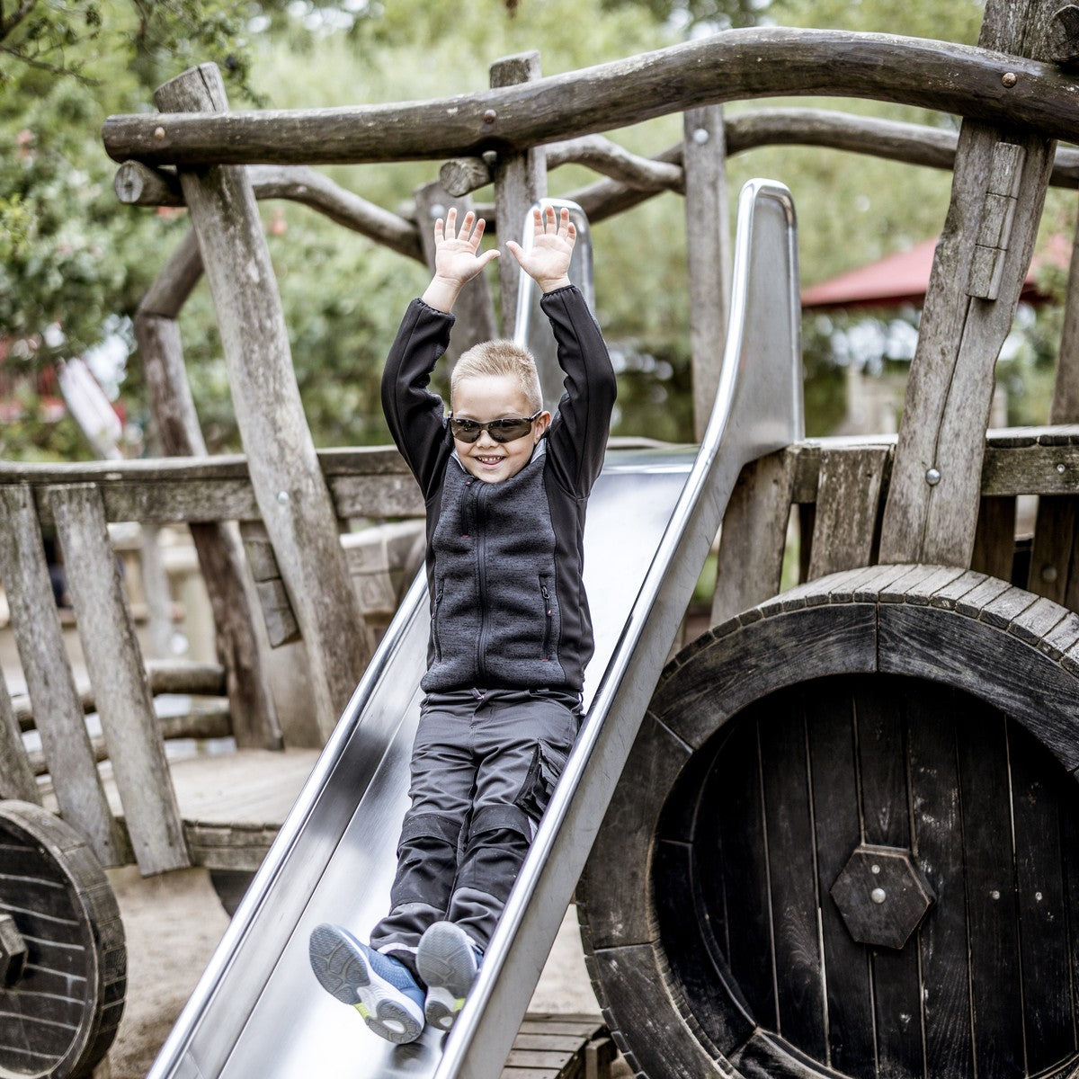 NITRAS MOTION TEX KIDS, gebreid softshell jack, zwart