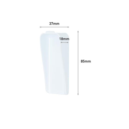 De Command™ canvasophanger van 3M Deutschland GmbH is een wit, rechthoekig kunststofobject met de afmetingen 37 mm breedte, 18 mm diepte en 85 mm hoogte, waarvan de afmetingen duidelijk op een eenvoudige witte achtergrond worden aangegeven.