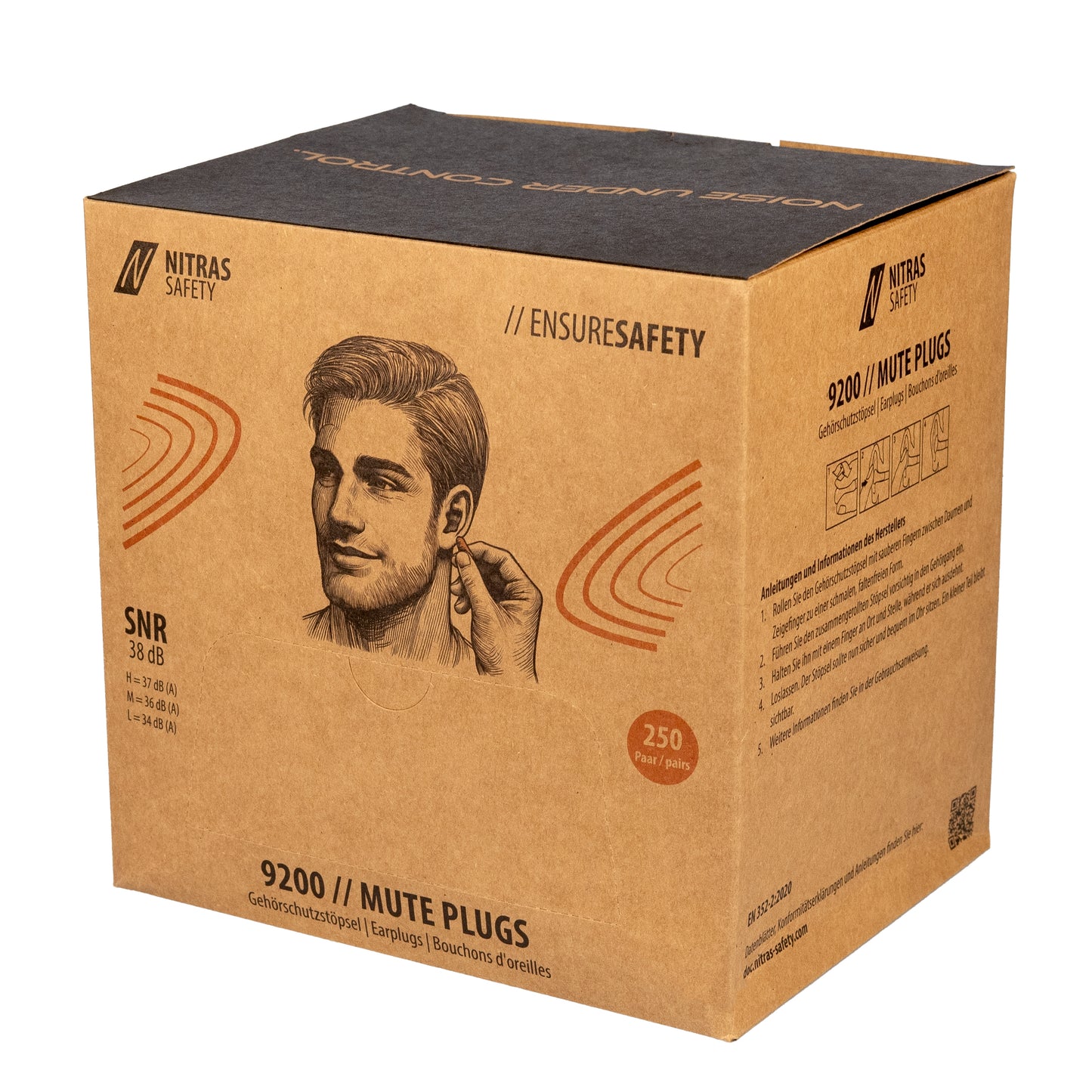 NITRAS MUTE PLUGS, oordopjes, oranje, EN 352-2, 250 paar / doos PU | Pak (1 stuk)