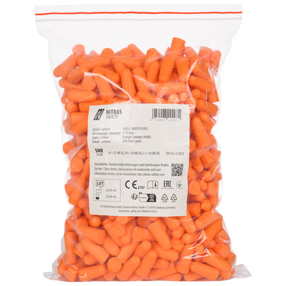 NITRAS MUTE PLUGS, oordopjes, oranje, EN 352-2, 250 paar / polybag PU | Pak (1 stuk)