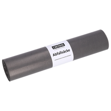 Abgebildet ist eine Rolle EMIL DEISS KG (GmbH + Co.) Abfallsäcke, DEISS 94020 - 550x650 mm Typ 60 grau | Rolle (25 Stück), mit weißem "Abfallsäcke"-Etikett, auf einfarbigem hellem Hintergrund.