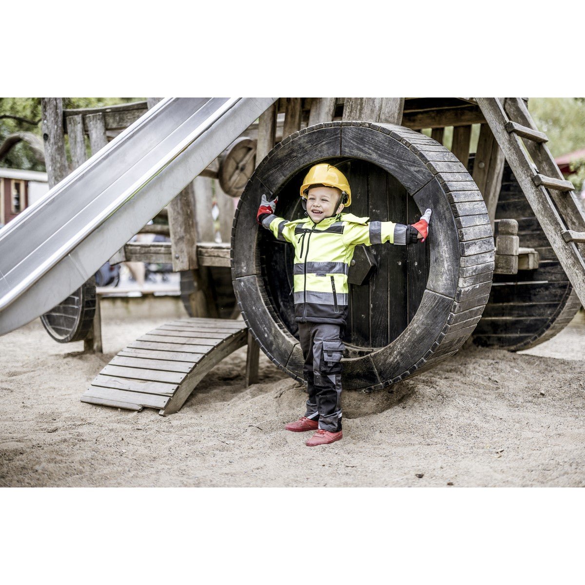 NITRAS MOTION TEX KIDS, high-visibility softshell jas, neon geel/zwart