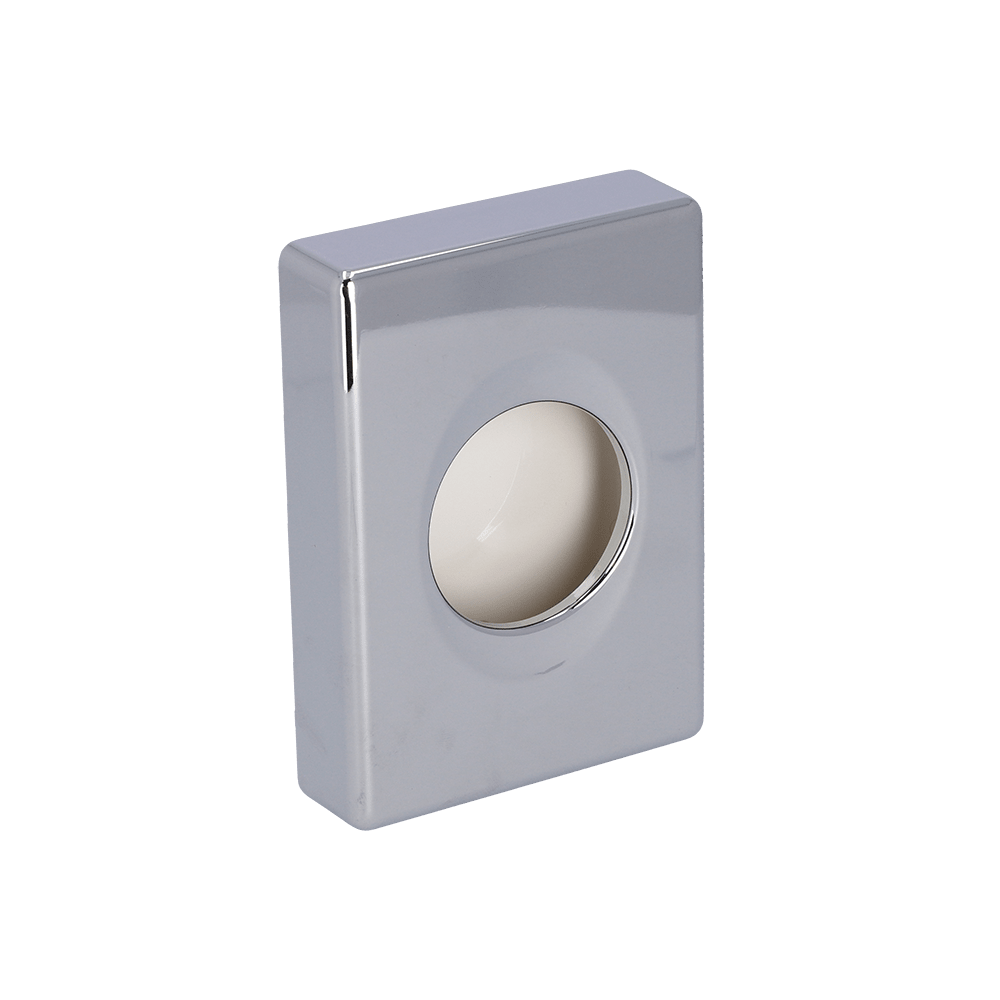 De EMIL DEISS KG (GmbH + Co.) 99302 dispenser-hygiënebox, chroomkleurig, 100x139,5x27,5 mm, rechthoekig met centrale ronde opening, is geïsoleerd afgebeeld op een witte achtergrond. Verpakking met 25 stuks.