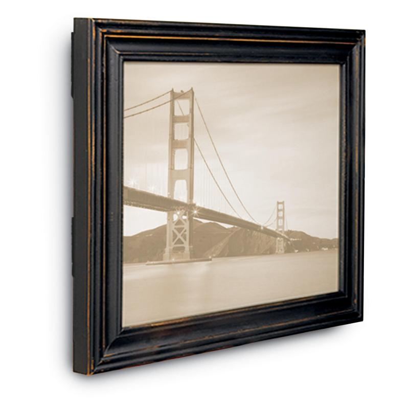 Deze ingelijste zwart-witfoto van de Golden Gate Bridge kan schadevrij worden gemonteerd met de Grote zwarte Command™ Bevestigingsstrips 17206BLK van 3M Deutschland GmbH en gemakkelijk worden verwijderd met de meegeleverde zwarte klittenbandstrips.