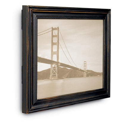 Deze ingelijste zwart-witfoto van de Golden Gate Bridge kan schadevrij worden gemonteerd met de Grote zwarte Command™ Bevestigingsstrips 17206BLK van 3M Deutschland GmbH en gemakkelijk worden verwijderd met de meegeleverde zwarte klittenbandstrips.