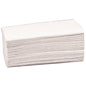 Een verpakking met 200 Abena Re-Seller GmbH papieren handdoeken, 2-laags, 24,8x23 cm in wit is netjes gevouwen afgebeeld voor een eenvoudige witte achtergrond.
