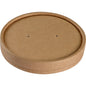 Een ronde, bruine deksel voor schaal (ø 9,7 cm, Kraft/PE) van Abena Re-Seller GmbH met twee kleine middelgaten, ontworpen als horeca-accessoire voor schalen; verpakking bevat 25 stuks. Gefotografeerd tegen een witte achtergrond.
