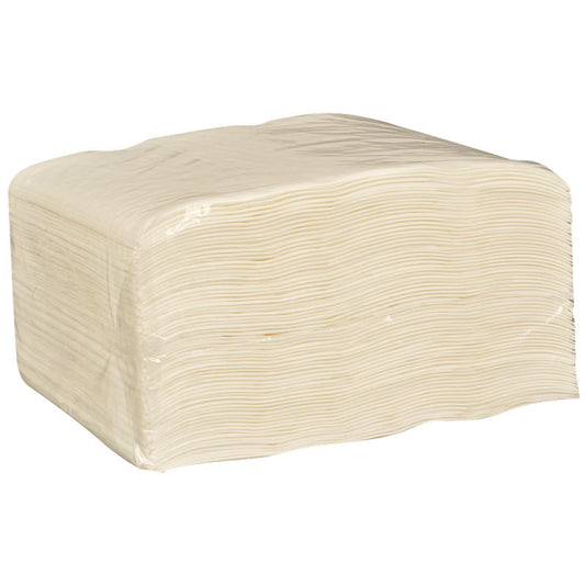 Eine Großpackung mit 120 weißen Abena Re-Seller GmbH Einmal-Waschlappen, Papier 6-lagig (19x26 cm), verpackt in Klarsichtfolie - ideal für Pflegeeinrichtungen.