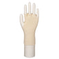 De katoenen handschoenen zonder vingers, One-Size | Verpakking (24 stuks) van Abena Re-Seller GmbH zijn afgebeeld op een witte handpop en bedekken de pols en handpalm - ideaal voor gevoelige handen, waarbij de vingers vrij blijven.