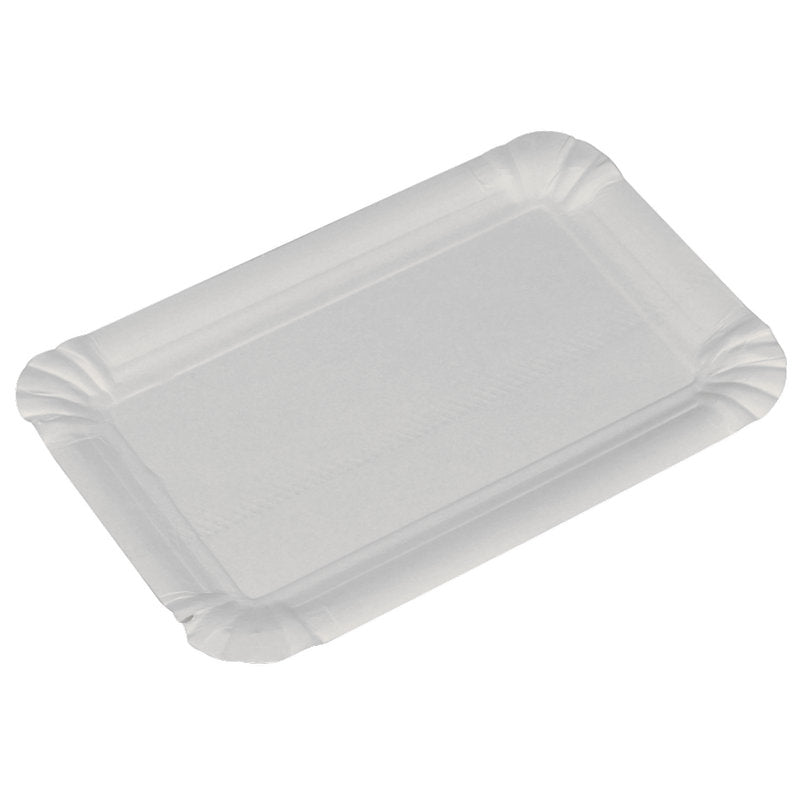 Afgebeeld is een rechthoekig, wit Abena Re-Seller GmbH kartonnen bord (10,5x16,5 cm) met gegolfde randen uit een verpakking van 250 stuks op een effen witte achtergrond.