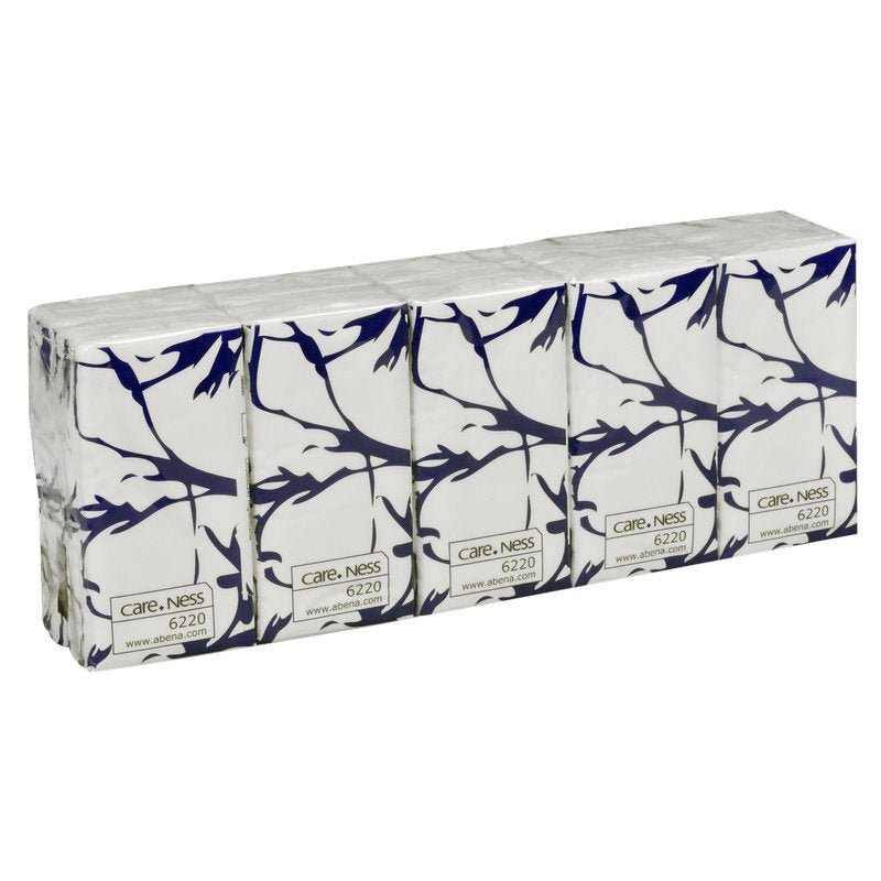 Een verpakking met 100 hoogwitte 3-laags zakdoekjes (20,7x21 cm) van Abena Re-Seller GmbH.