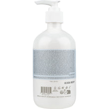 Eine durchsichtige Kunststoffflasche mit weißem Pumpspender mit der Aufschrift "Milde Cremeseife ohne Parfüm" von Abena Re-Seller GmbH ist mit einem großen blau-weißen Etikett und mehrsprachigen Produktinformationen auf der Rückseite versehen.