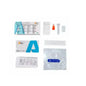 De ALLTEST SARS-CoV-2 en Influenza A+B Antigen Combo-sneltest van Altruan bevat een testcassette, een flesje met bufferoplossing, een wattenstaafje, een buisje, een druppeltip, een handleiding en een resultatenkaart. Het is op een witte achtergrond geplaatst en draagt op de verpakking de vermelding 'voor eenmalig gebruik'.