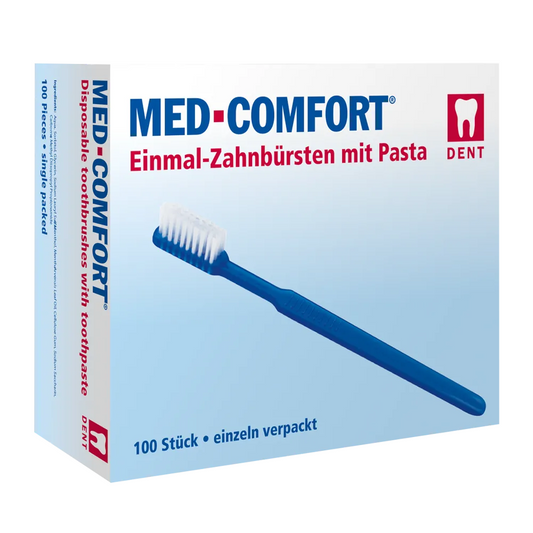 Ampri med-comfort tandheelkundige ps ooit tandenborstel met tandpasta, verschillende kleuren | Box (100 stuks)