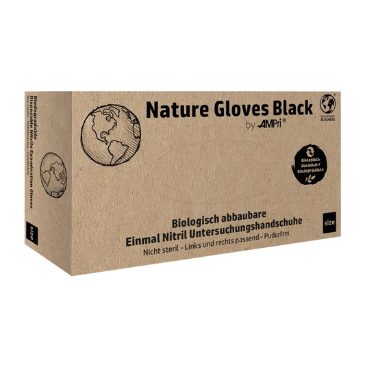 Ampri natuurhandschoenen zwarte nitrilhandschoenen biologisch afbreekbaar, zwart | Box (100 stuks)